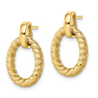 14K Polished and Textured Post Dangle Earrings - Image 2