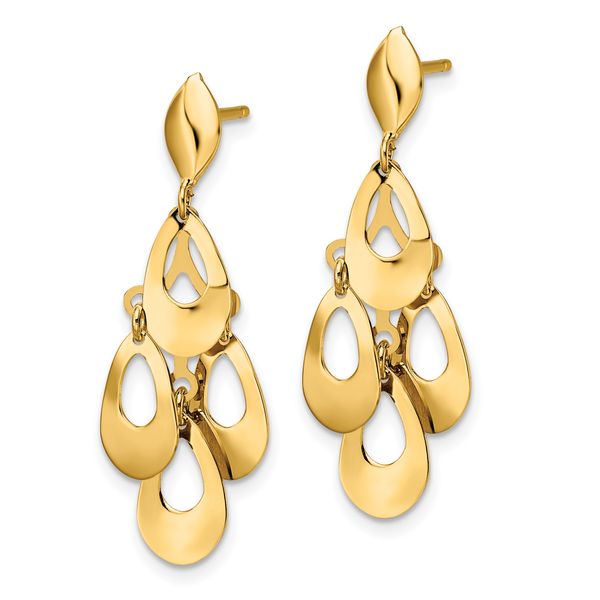 14k Polished and Brushed Post Dangle Chandelier Earrings - Image 2