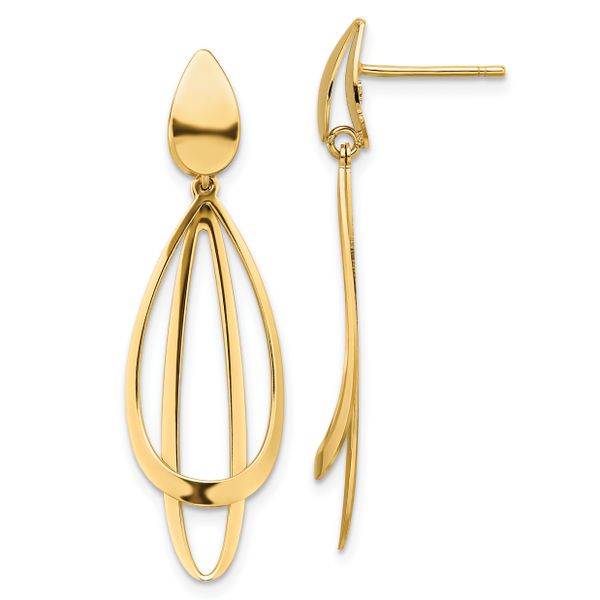 14k Polished and Brushed Post Dangle Earrings