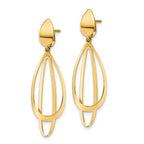 14k Polished and Brushed Post Dangle Earrings - Image 2