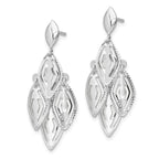 14k White Gold Polished D/C Post Dangle Chandelier Earrings - Image 2