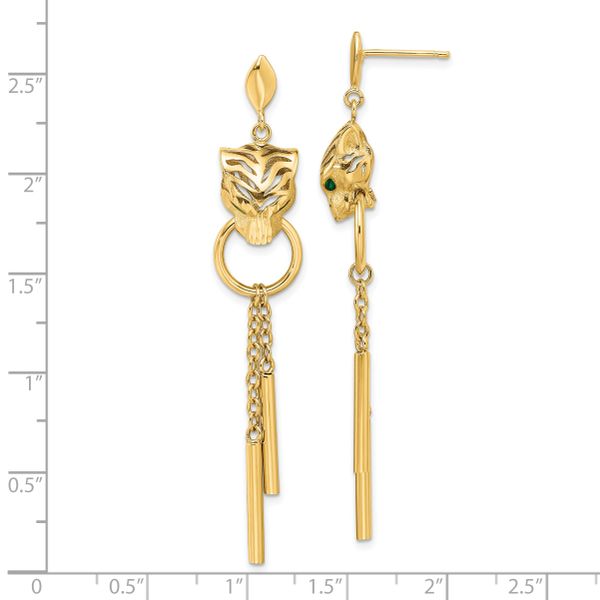 Leslie's 14k Polished Green Enamel Tiger Post Dangle Earrings - Image 4