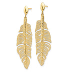 Leslie's 14k Polished D/C Textured Leaf Post Dangle Earrings - Image 2