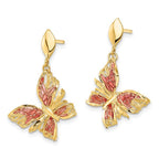Leslie's 14k Polished D/C Pink Enamel Butterfly Post Dangle Earrings - Image 2
