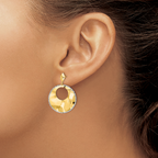 14k Two-tone Polished Textured Post Dangle Earrings - Image 3