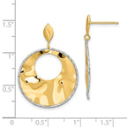 14k Two-tone Polished Textured Post Dangle Earrings - Image 4