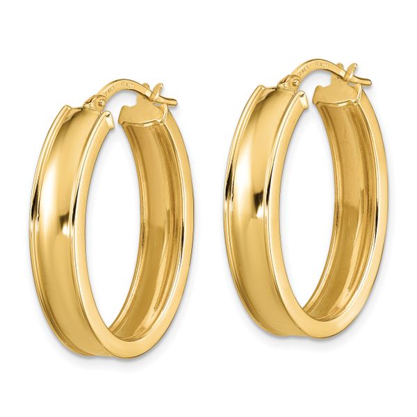 14K Polished Oval Hoop Earrings - Image 2