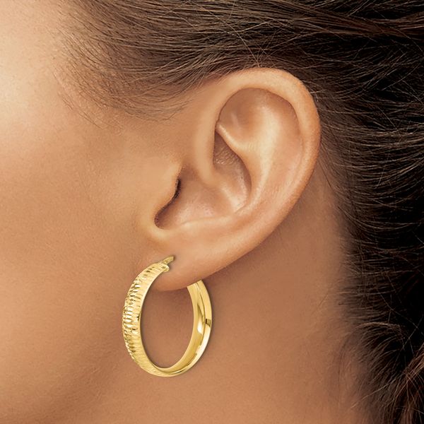 Leslie's 14K Polished D/C Round Hoop Earrings - Image 3