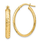 14K Polished D/C Oval Hoop Earrings