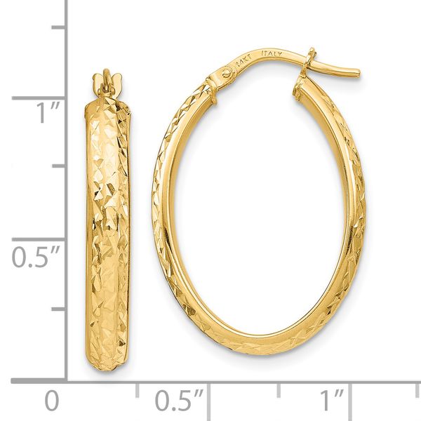 14K Polished D/C Oval Hoop Earrings - Image 4
