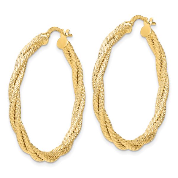 Leslie's 14K Polished Twisted Textured Hoop Earrings - Image 2