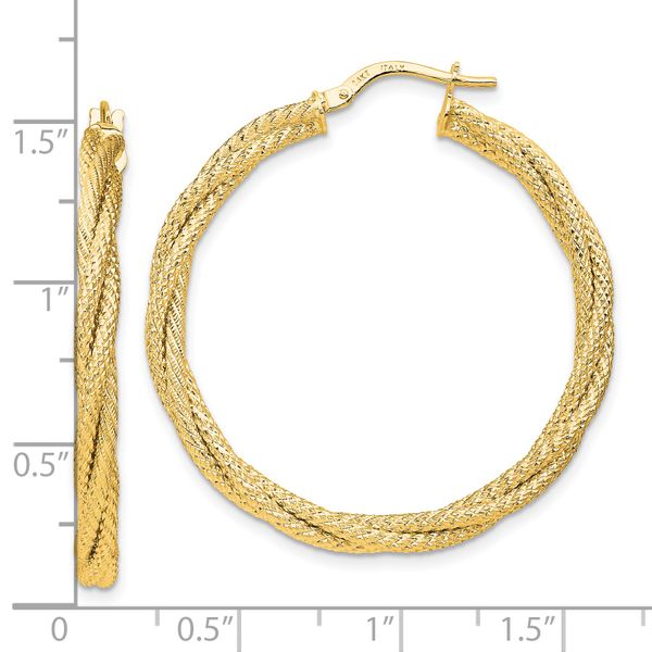 Leslie's 14K Polished Twisted Textured Hoop Earrings - Image 4
