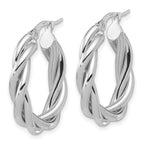 Leslie's 14K w/White RH-plat Polished Twisted Oval Hoop Earrings - Image 2