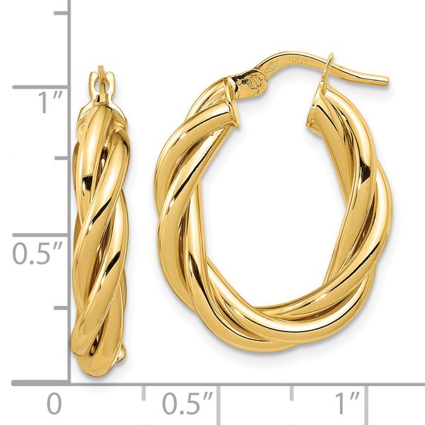 Leslie's 14K Polished Twisted Oval Hoop Earrings - Image 4