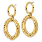 14K Polished and Textured Post Dangle Earrings - Image 2