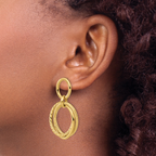 14K Polished and Textured Post Dangle Earrings - Image 3