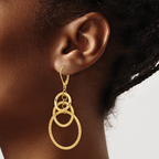 14K Polished and Textured Leverback Earrings - Image 3