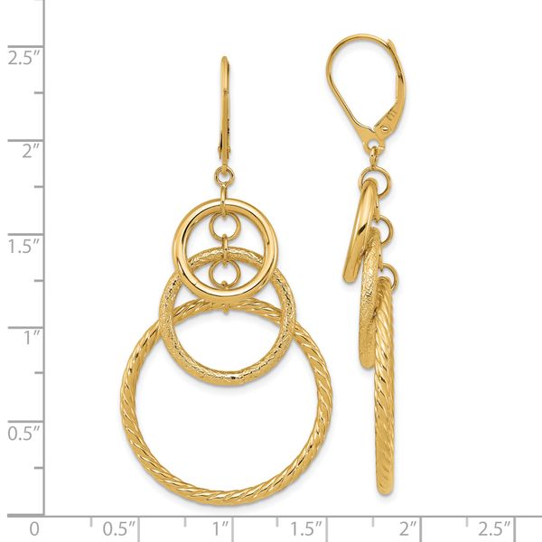 14K Polished and Textured Leverback Earrings - Image 4