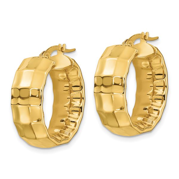 Leslie's 14K Polished Textured Oval Hoop Earrings - Image 2