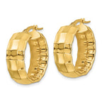 Leslie's 14K Polished Textured Oval Hoop Earrings - Image 2