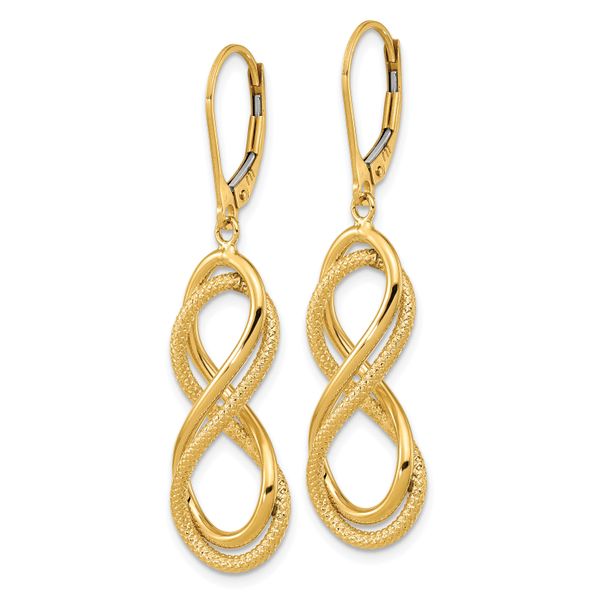 Leslie's 14K Polished Textured Infinity Leverback Earrings - Image 2