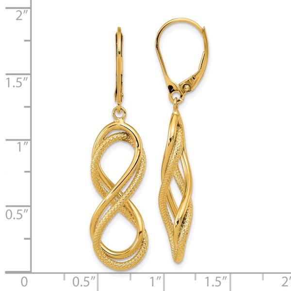 Leslie's 14K Polished Textured Infinity Leverback Earrings - Image 4