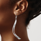14K w/ White Rhodium Plating Polished Leverback Earrings - Image 3