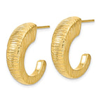14k Polished Textured J-hoop Earrings - Image 2