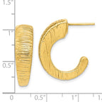 14k Polished Textured J-hoop Earrings - Image 4