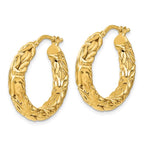 Leslie's 14k Polished Textured Hoop Earrings - Image 2
