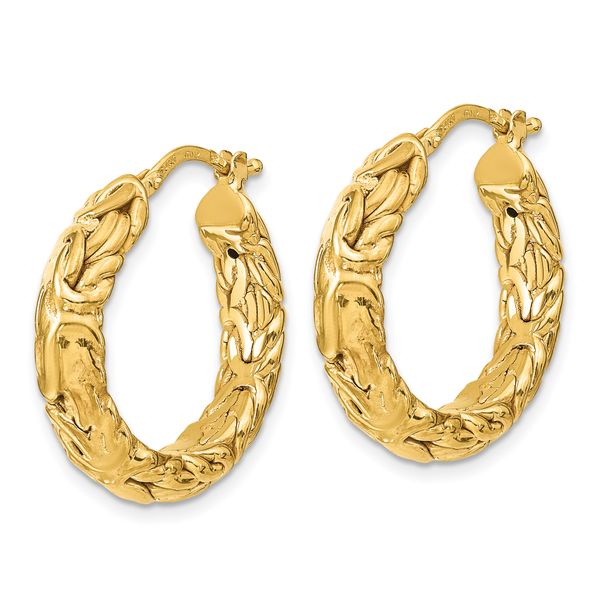 Leslie's 14k Polished Textured Hoop Earrings - Image 2