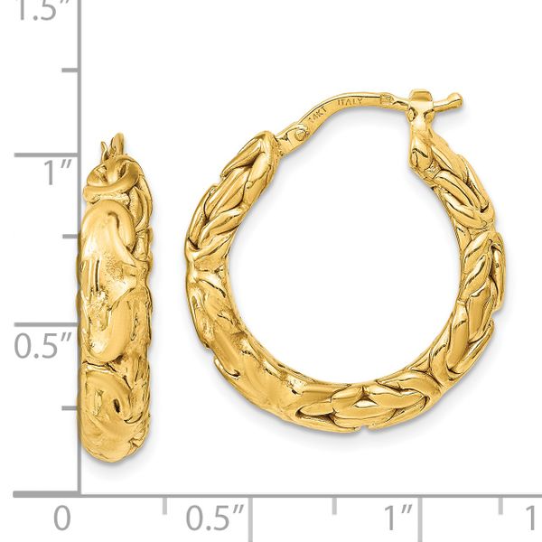 Leslie's 14k Polished Textured Hoop Earrings - Image 4