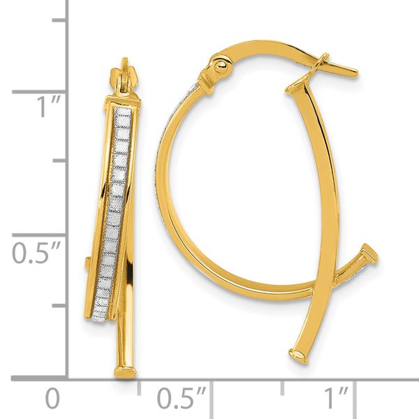 14K Polished Glitter Infused Hoop Earrings - Image 4