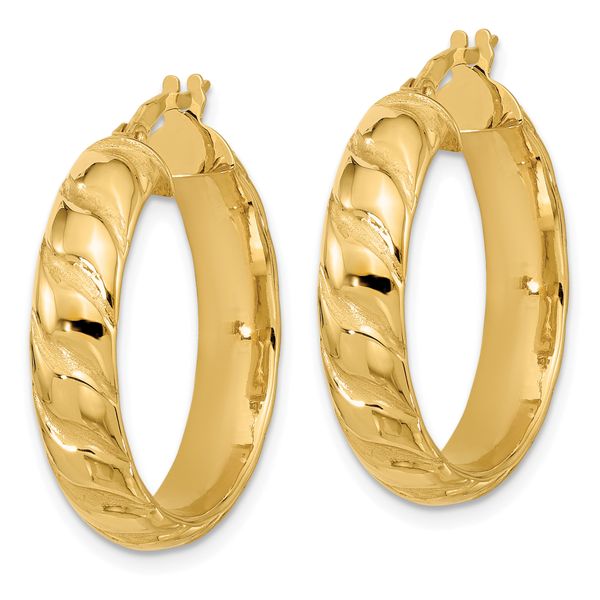 14k Polished and Twisted Hoop Earrings - Image 2