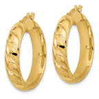 14k Polished and Twisted Hoop Earrings - Image 2