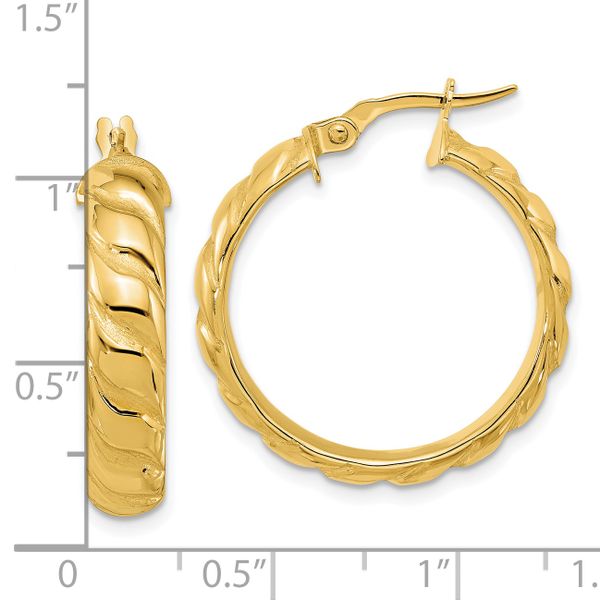 14k Polished and Twisted Hoop Earrings - Image 4