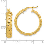 14k Polished and Twisted Hoop Earrings - Image 4