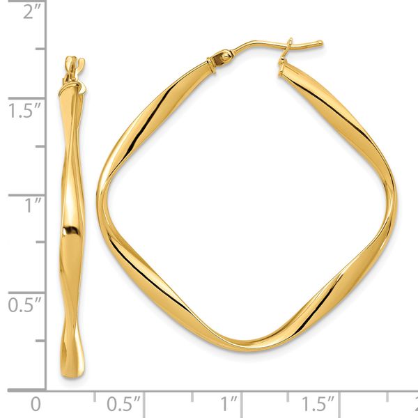 Leslie's 14K Polished Twisted Square Hoop Earrings - Image 4