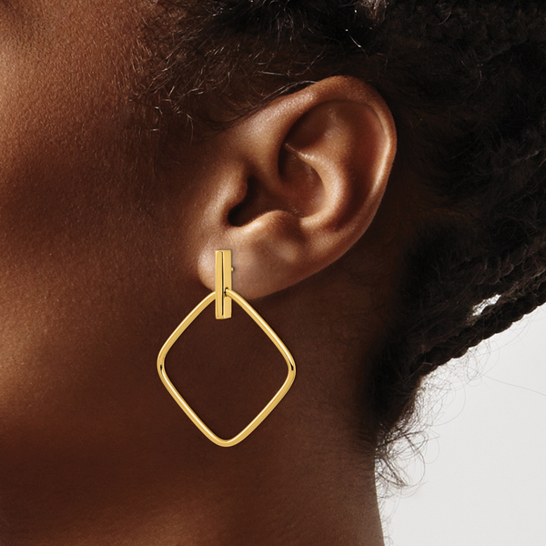 Leslie's 14K Polished Square Post Dangle Earrings - Image 3