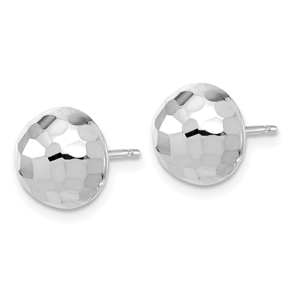 14K White Gold Polished D/C 10mm Button Post Earrings - Image 2