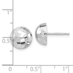 14K White Gold Polished D/C 10mm Button Post Earrings - Image 4