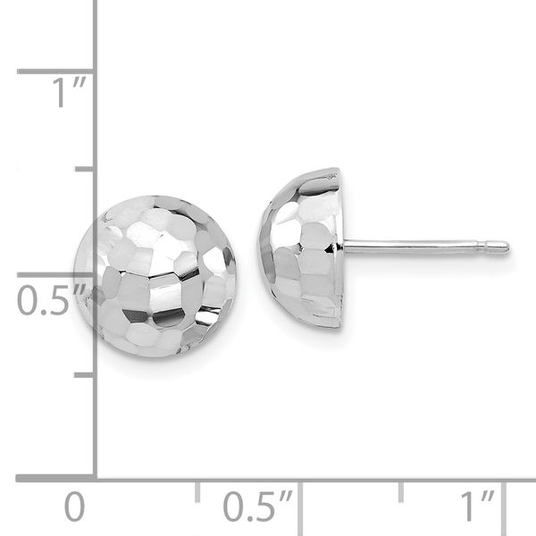 14K White Gold Polished D/C 10mm Button Post Earrings - Image 4