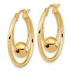 Leslie's 14K Polished Textured w/ 6mm Ball Hoop Earrings - Image 2