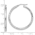 14k White Gold Polished D/C Hoop Earrings - Image 4