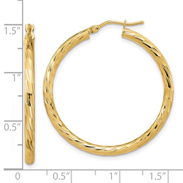 14k Polished D/C Hoop Earrings - Image 4