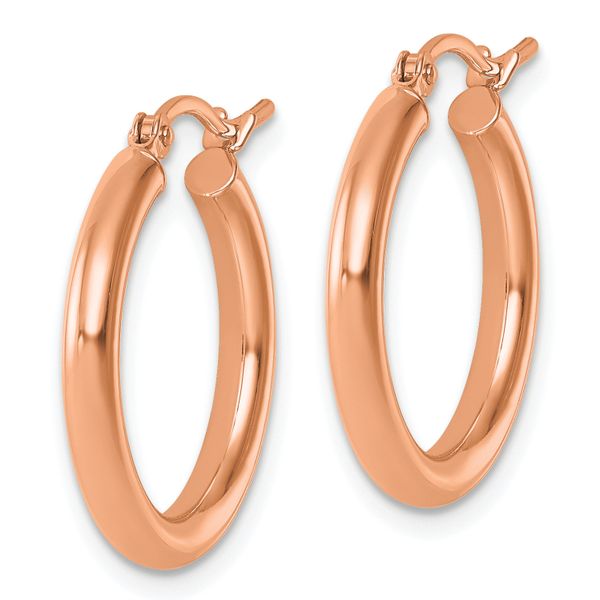 Leslie's 14k Rose Gold Polished 2.5mm Lightweight Tube Hoop Earrings - Image 2