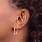 Leslie's 14k Rose Gold Polished 2.5mm Lightweight Tube Hoop Earrings - Image 3