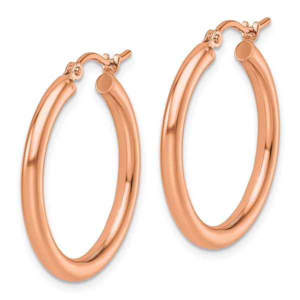 Leslie's 14k Rose Gold Polished 2.5mm Lightweight Tube Hoop Earrings - Image 2