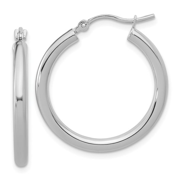 Leslie's 14k White Gold Polished 2.5mm Lightweight Tube Hoop Earrings