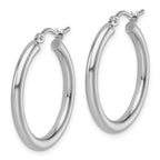 Leslie's 14k White Gold Polished 2.5mm Lightweight Tube Hoop Earrings - Image 2